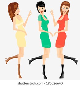 Three Cute Friends Stock Vector (Royalty Free) 195526640 | Shutterstock