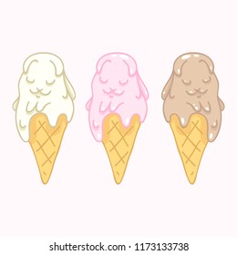 Three cute ice-cream kittens.