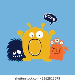 Three cute little monsters vector