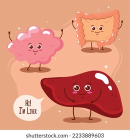 three cute organs humans icons