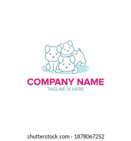 Tres adorables cachorros en concepto minimalista