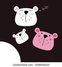 Tres osos adorables. Dibujar y enviar texto, diseño de sublimación y diseño de camisetas vectoriales. 