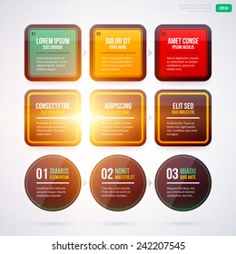 Three cycle and process templates  with shiny elements. EPS10