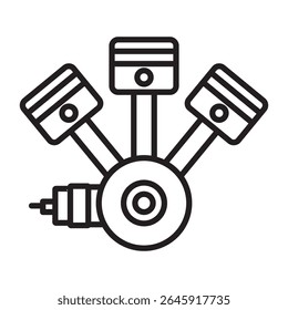 Three Cylinder Engine Piston Diagram Black Line Art