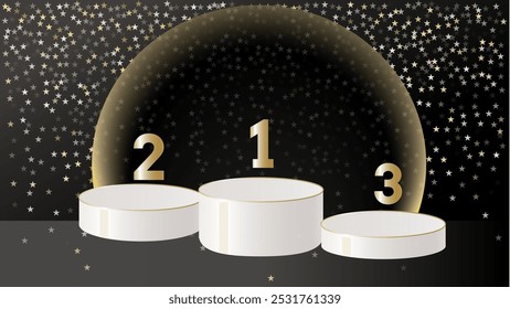 Three Cylindrical Stages for Promotions, Different Heights. New Year Sale 3D Round Stones. Elegant Round Podium Compare. Realistic 3D Space for New Product Placement. Rich VIP Cylindrical Platforms.