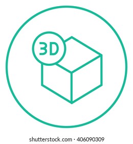 Icono de línea de cuadro 3D.