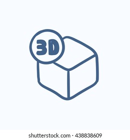 Drei-D-Kasten-Vektorgrafik-Symbol einzeln auf Hintergrund. Hand gezeichnete Drei-D-Kästchen-Ikone. Drei D-Box-Skizze-Icon für Infografik, Website oder App.