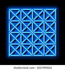 three d floor tiles neon light sign vector. Glowing bright icon three d floor tiles sign. transparent symbol illustration