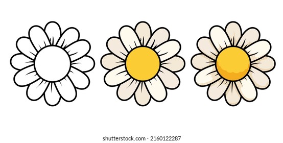 Tres diseños diarios: uno en contornos a color, otro en estilo plano y el último en estilo de dibujos animados.