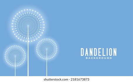 three dandelion flower design in blue color background 