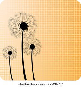 Three dandelion silhouettes. Vector illustration.
