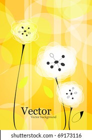 Three dandelions in orange, green and bright colors the abstract type with a place for the text