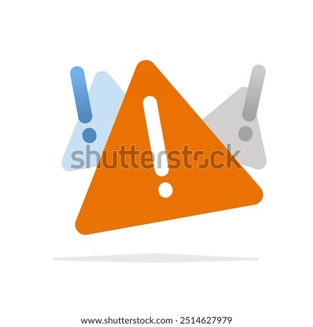 Three danger signs featuring triangles with bold exclamation marks inside. The triangular shapes are used to signify hazardous conditions, with their sharp angles and bright colors drawing