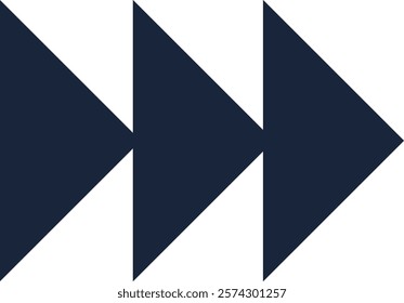 Three dark blue triangles are pointing to the right, creating the familiar shape of a play button, symbolizing the start of media playback or a forward action