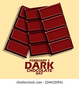 Three dark chocolate bars with bold text on light brown background to celebrate Dark Chocolate Day on February 1