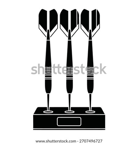 Three darts accurately placed in their game stand.
