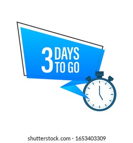 Three days to go flat icon. Vector stock illustration.