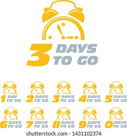 Three days to go sticker with alarm clock, limited period offer sticker