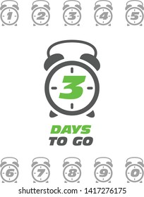 Three days to go sticker or label - sale ringing alarm clock
