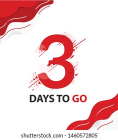 Three days to go. vector typography logotype illustration