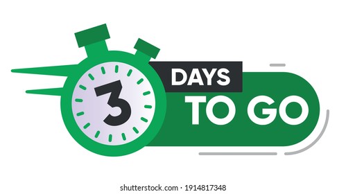 Three Days Left Icon. 3 Days To Go. Vector illustration