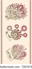 three decorative birds on a beige background