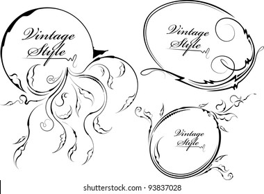 Three decorative oval frame. Vector