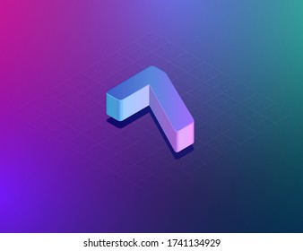 'THREE DEE' tech font character '7', isometric vector illustration