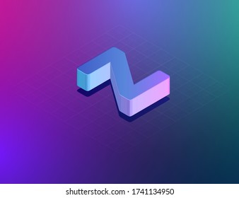 'THREE DEE' tech font character 'Z', isometric vector illustration