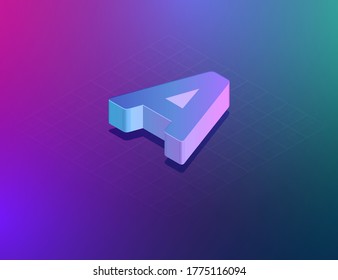 'THREE DEE' tech font character 'A', isometric vector illustration