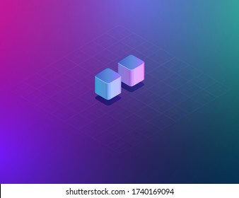 'THREE DEE' tech font colon sign character, isometric vector illustration