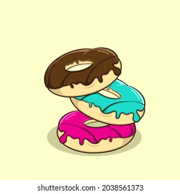 THREE DELICIOUS COLOFUL DONUT ILLUSTRATION