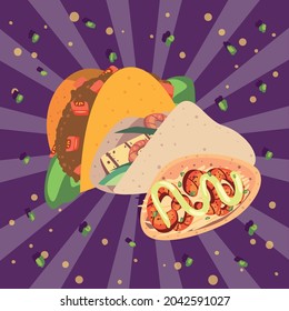 three delicious tacos mexican food
