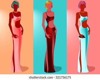 Three design options graceful female form