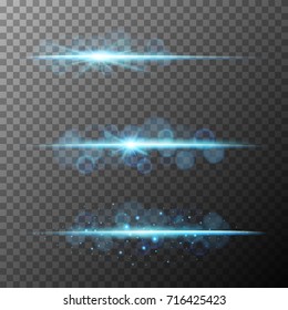 Three designs of blue beam lights illustration
