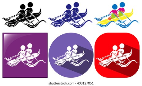 Three designs of kayaking icon illustration