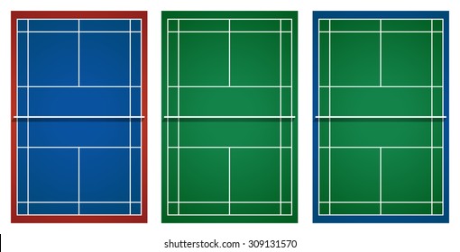 Three designs of tennis court illustration