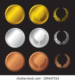 Three detailed vector medals - gold, silver and bronze