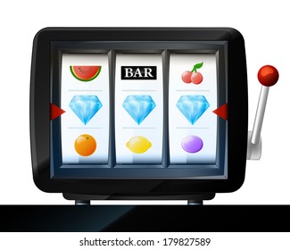 three diamond items on play machine frame vector illustration