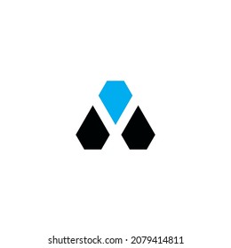 
three diamond letter A simple symbol logo vector