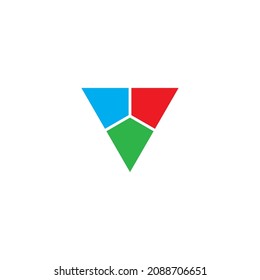 three diamonds, colorful triangles simple symbol logo vector