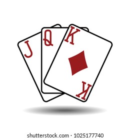 Three diamonds playing cards vector illustration