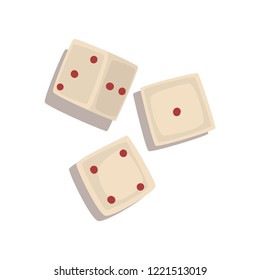 Three dice cubes, board game element vector Illustration on a white background