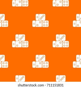 Three dice cubes pattern repeat seamless in orange color for any design. Vector geometric illustration