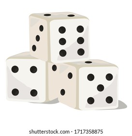 three dice game icon gambling poker cubes casino win isolated on white background