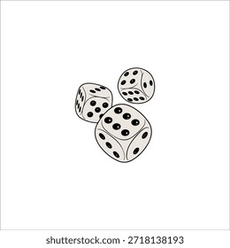 Tres dados dibujados a mano ilustración