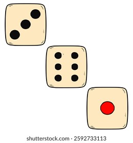 three dices illustration hand drawn isolated vector