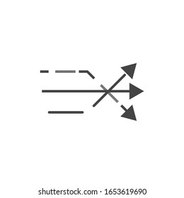 Tres flechas diferentes. piense en el icono de flecha de concepto de negocio diferente. Ilustración vectorial de existencias aislada en fondo blanco