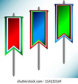 Three different banners on the iron basis