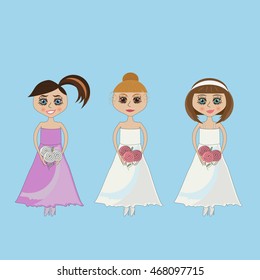 Three different bride. Beautiful young happy